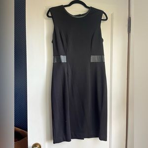 Black Calvin Klein leather trimmed dress. Sz 10